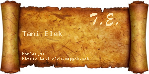 Tani Elek névjegykártya